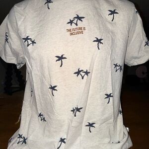 Denim & Flower Cream Palm Trees Graphic Tee Ricky Singh size XL